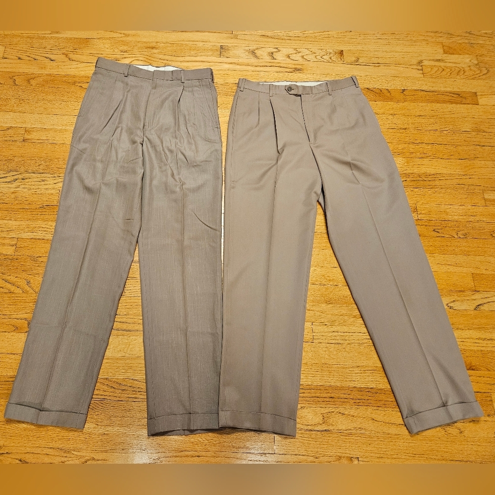 2 Men's Pleated And Cuffed Dress Pants Slacks Size 34-XL